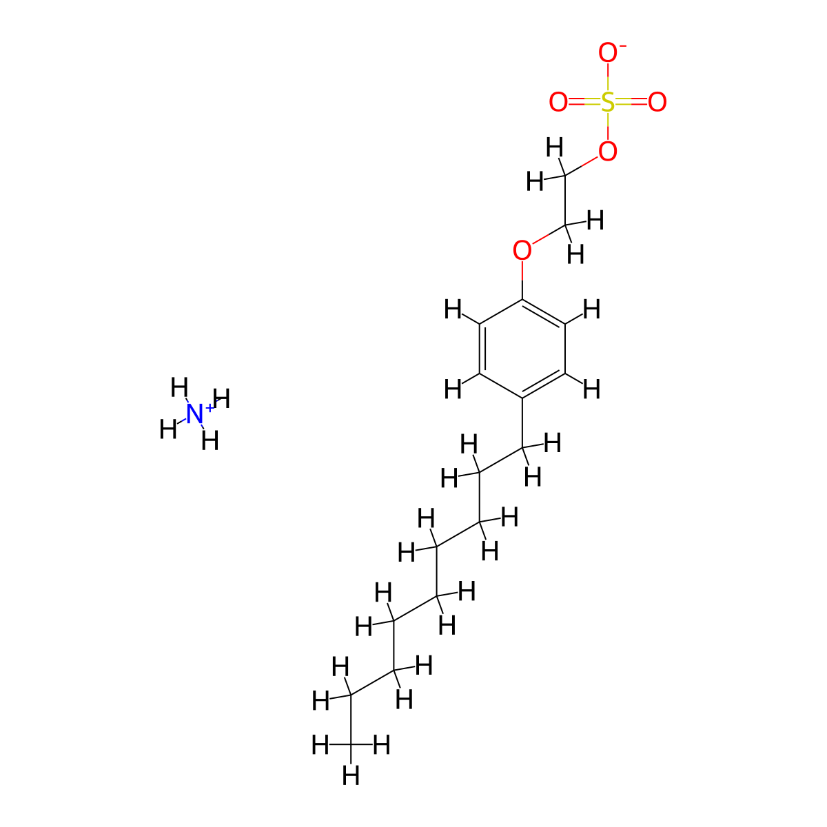 Ammonium 2-(4-nonylphenoxy)ethyl sulfate molecular structure, CAS 31691-97-1