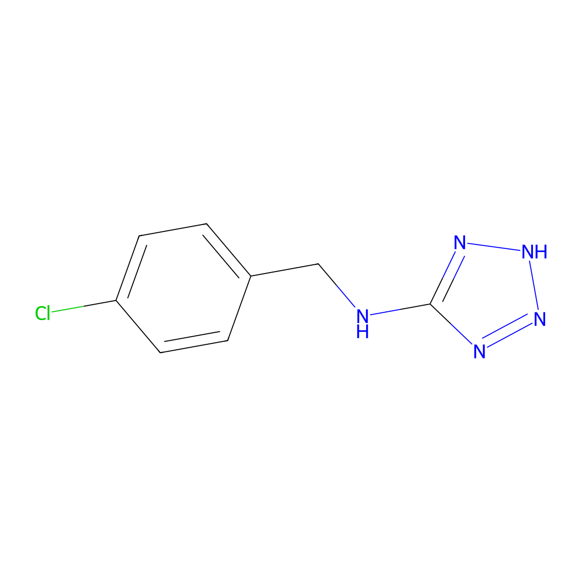 N-(4-chlorobenzyl)-1H-tetrazol-5-amine molecular structure, CAS 31694-96-9