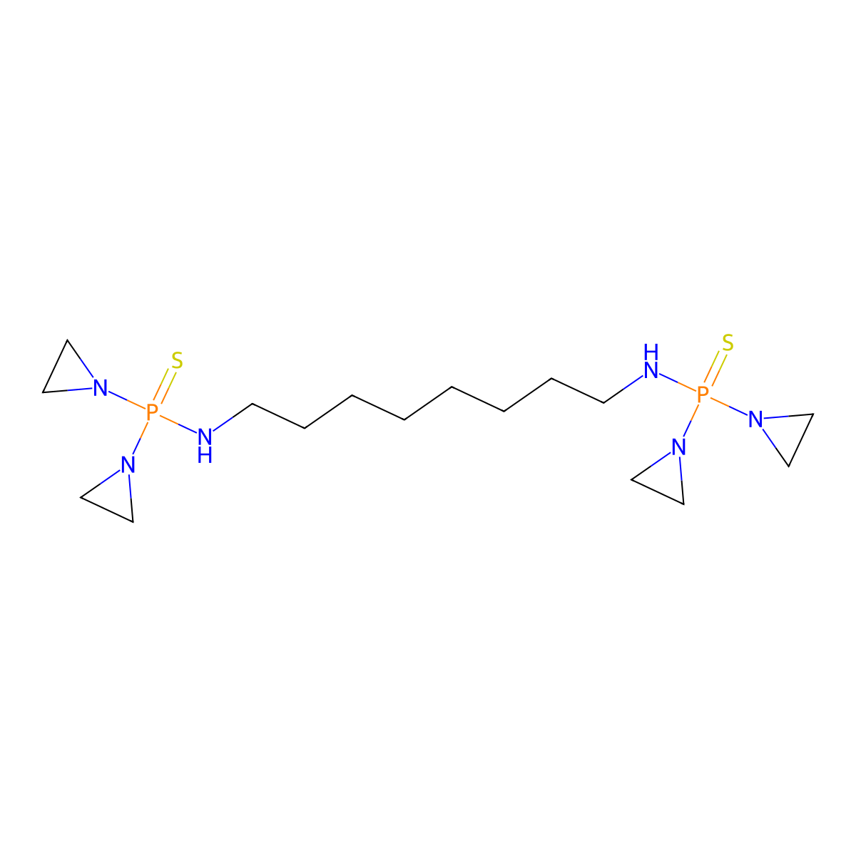 n,n'-Octane-1,8-diylbis[p,p-bis(aziridin-1-yl)(phosphinothioic amide)] molecular structure, CAS 31695-52-0