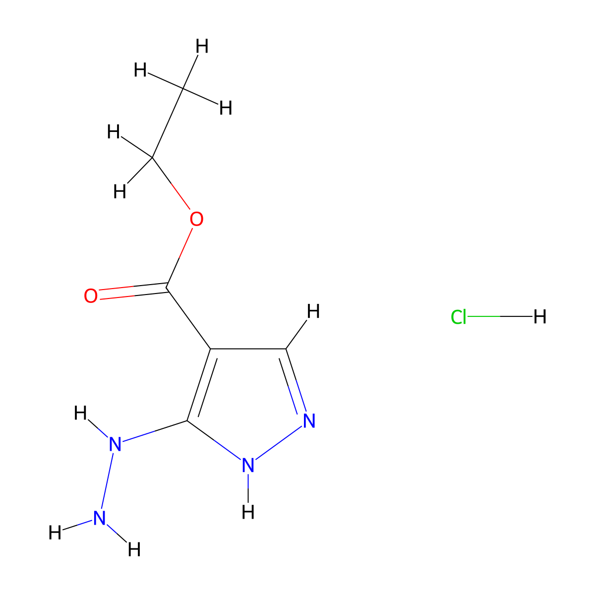 Ethyl 3-hydrazineyl-1H-pyrazole-4-carboxylate hydrochloride molecular structure, CAS 31697-18-4