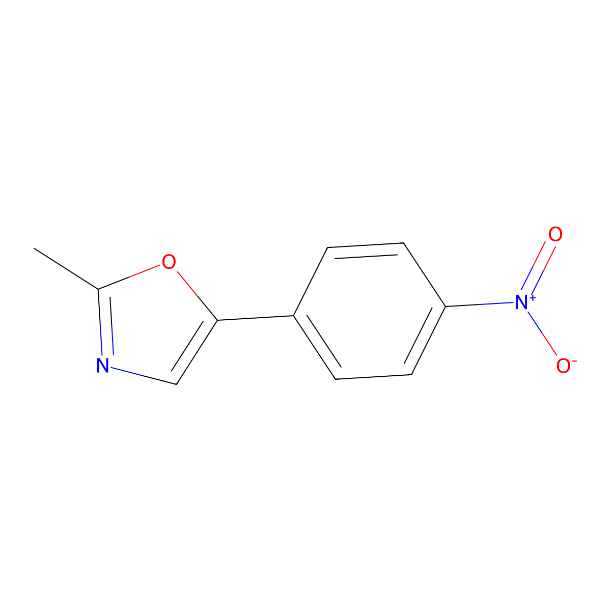 2-Methyl-5-(4-nitrophenyl)-1,3-oxazole molecular structure, CAS 31699-02-2