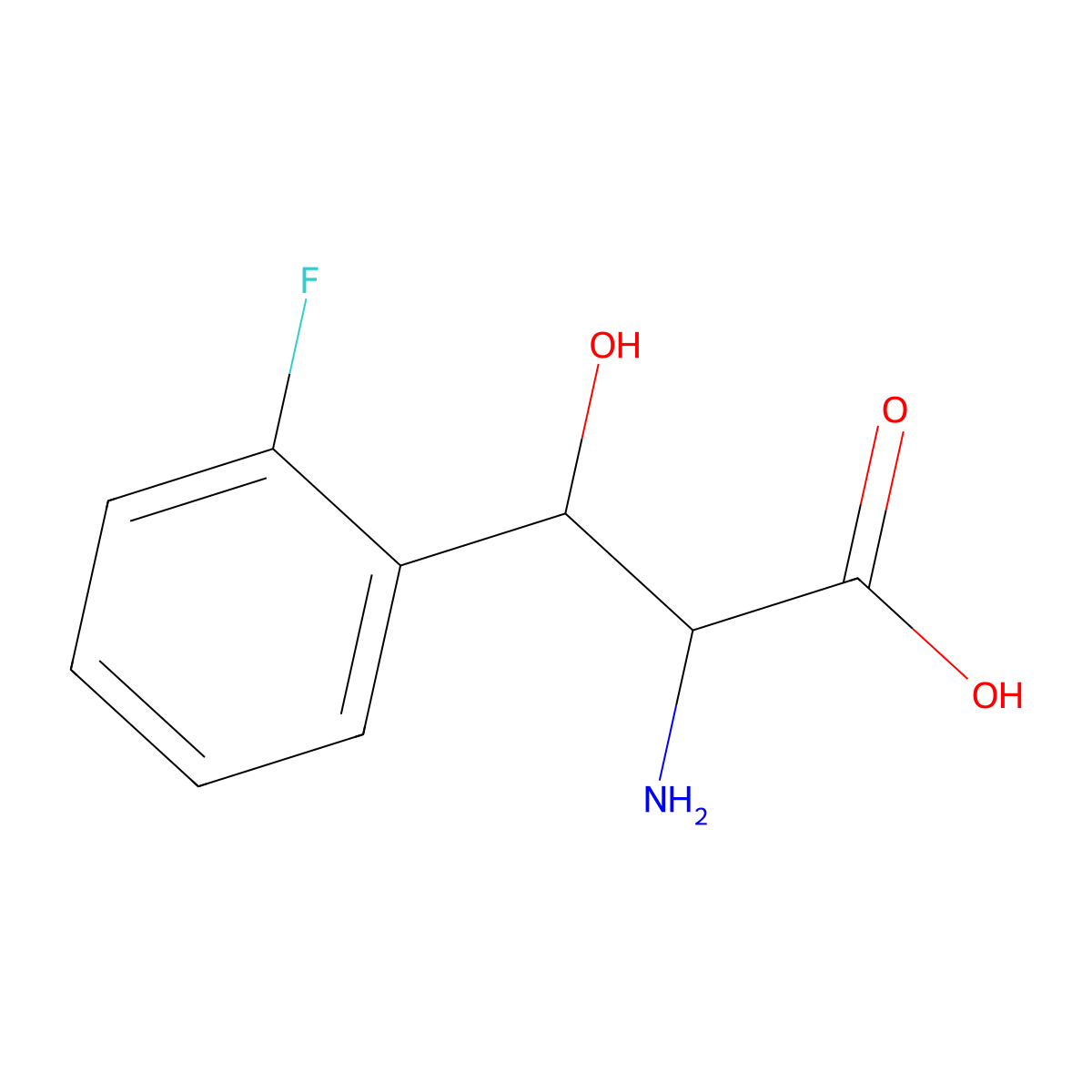 2-Amino-3-(2-fluorophenyl)-3-hydroxypropanoic acid molecular structure, CAS 317-35-1