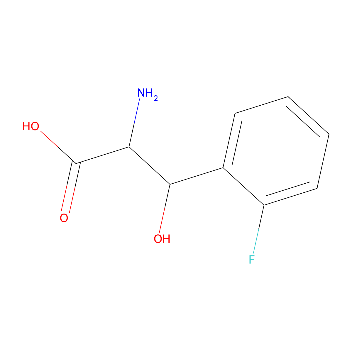 2-Amino-3-(2-fluorophenyl)-3-hydroxypropanoic acid molecular structure, CAS 317-35-1