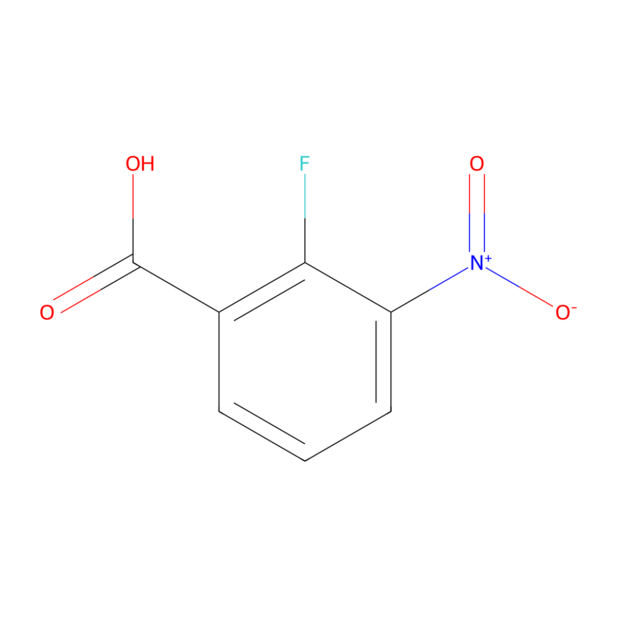 2-Fluoro-3-nitrobenzoic acid molecular structure, CAS 317-46-4