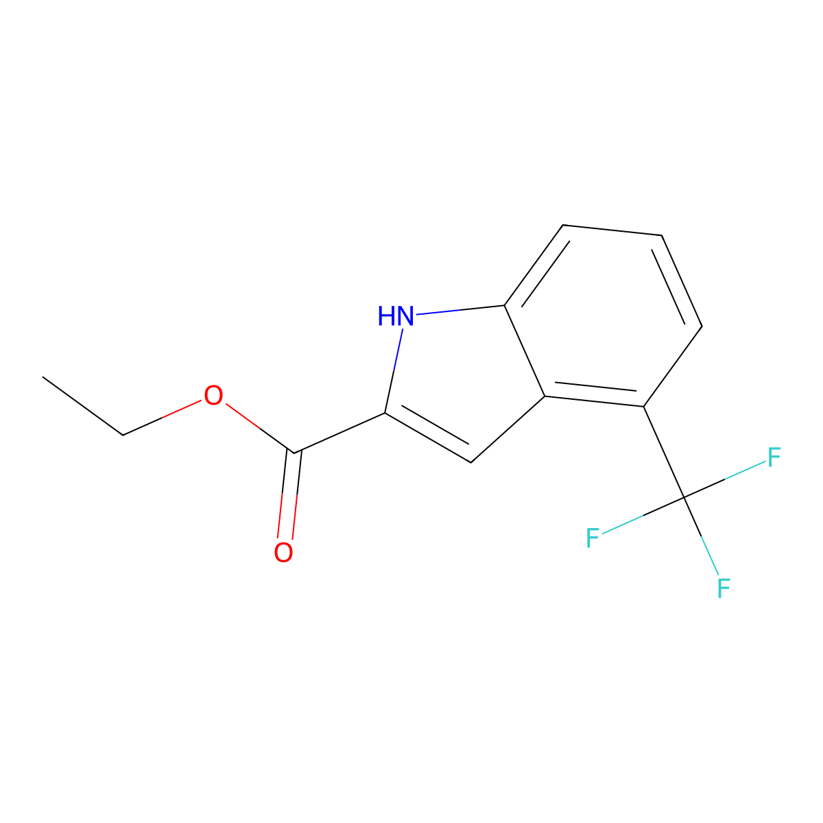 Ethyl 4-(trifluoromethyl)-1H-indole-2-carboxylate molecular structure, CAS 317-60-2