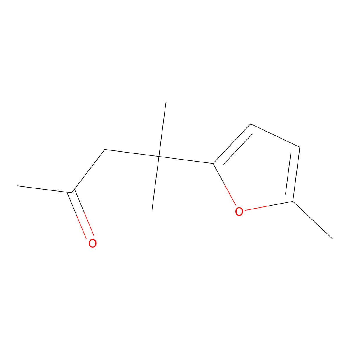 2-Pentanone, 4-methyl-4-(5-methyl-2-furanyl)- molecular structure, CAS 31704-82-2