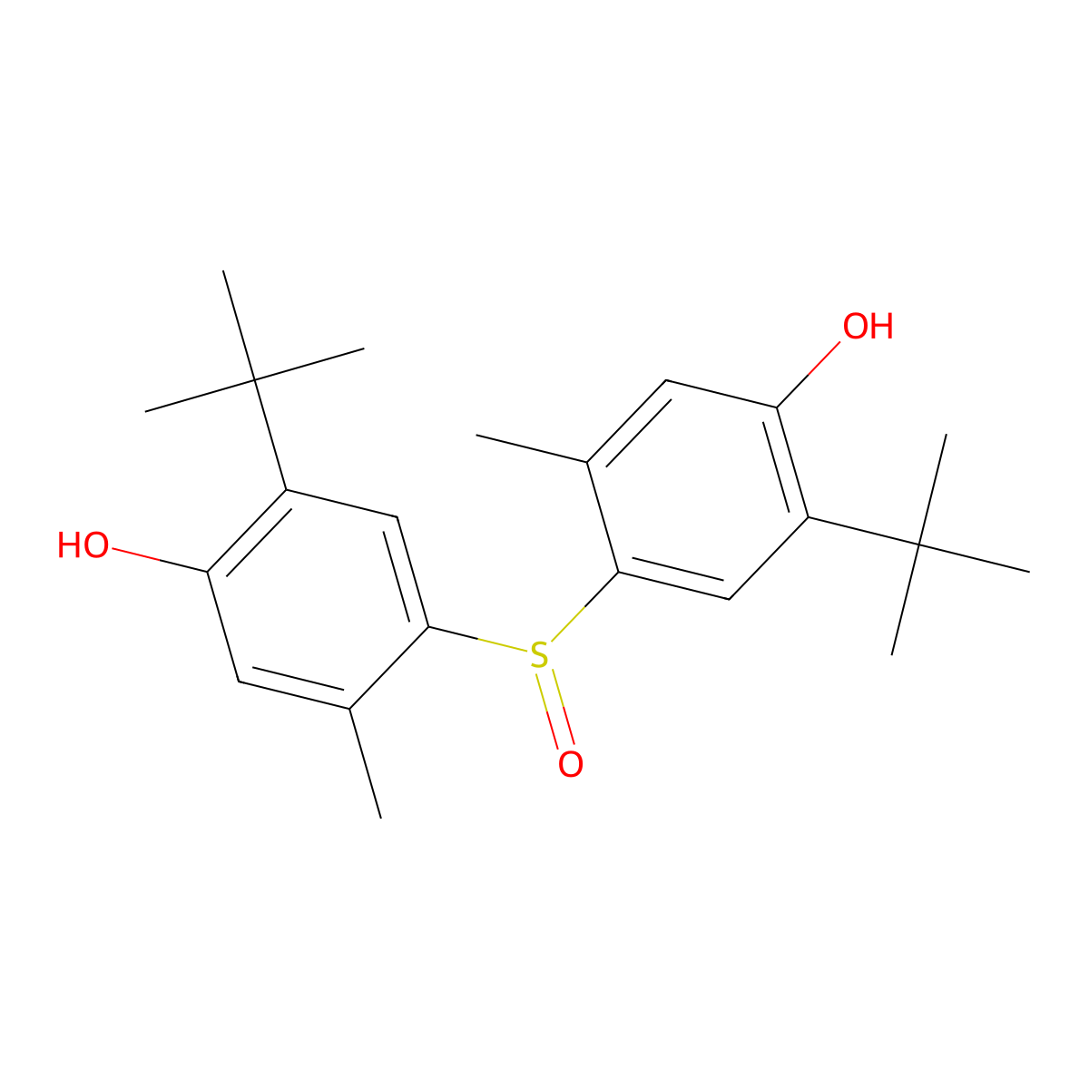2,2'-Di-tert-butyl-5,5'-dimethyl-4,4'-sulfinyl-di-phenol molecular structure, CAS 31710-39-1