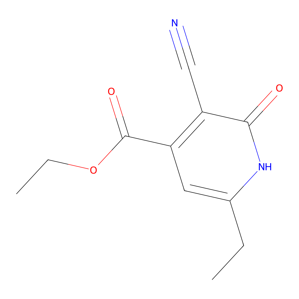 Ethyl 3-cyano-6-ethyl-2-oxo-1,2-dihydropyridine-4-carboxylate molecular structure, CAS 31718-05-5