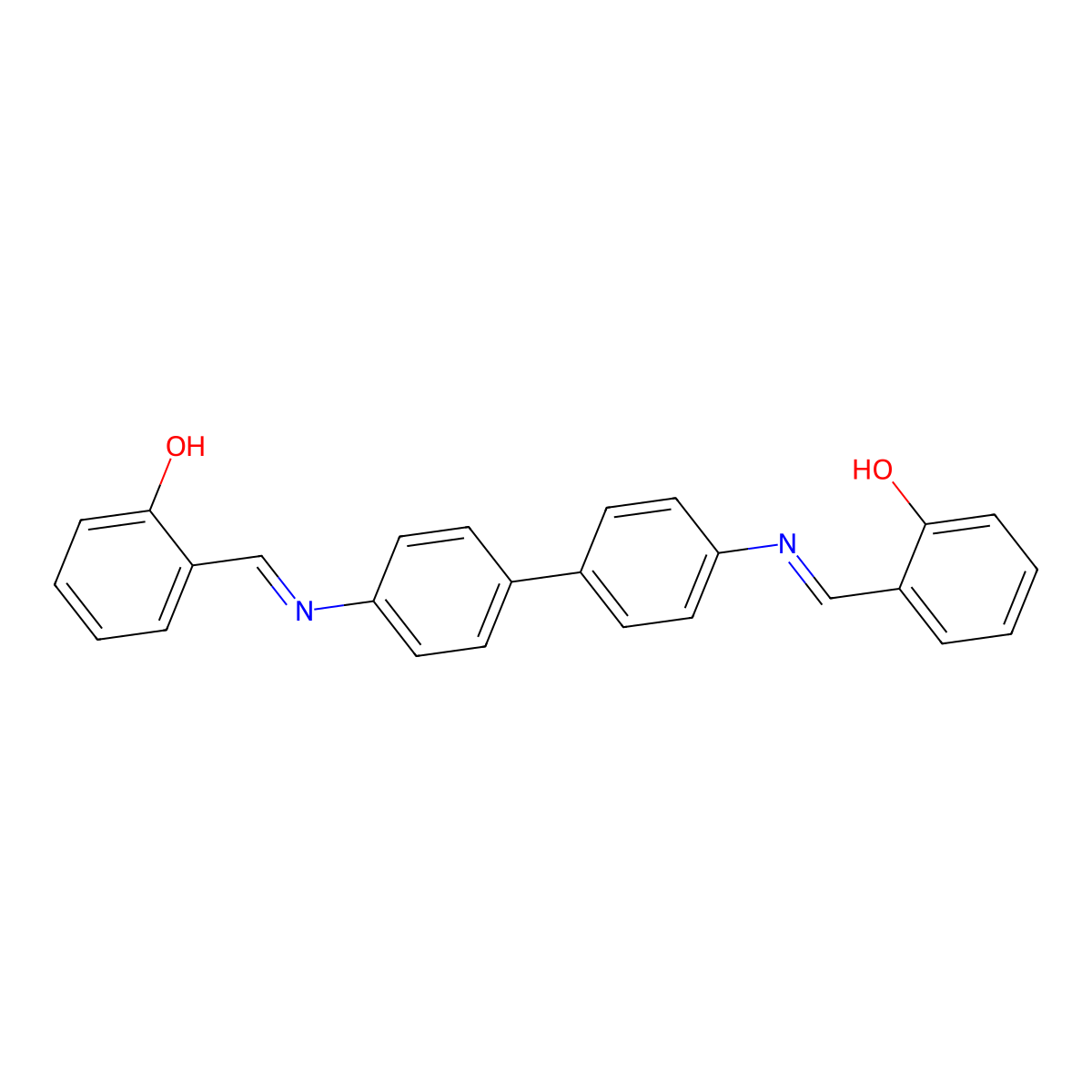 2-{(E)-[(4'-{[(Z)-(2-Hydroxyphenyl)methylidene]amino}[1,1'-biphenyl]-4-YL)imino]methyl}phenol molecular structure, CAS 3172-43-8