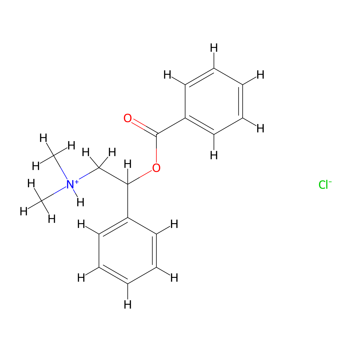 2-(Dimethylamino)-1-phenylethyl benzoatato--hydrogen chlorido (1/1) molecular structure, CAS 31721-79-6