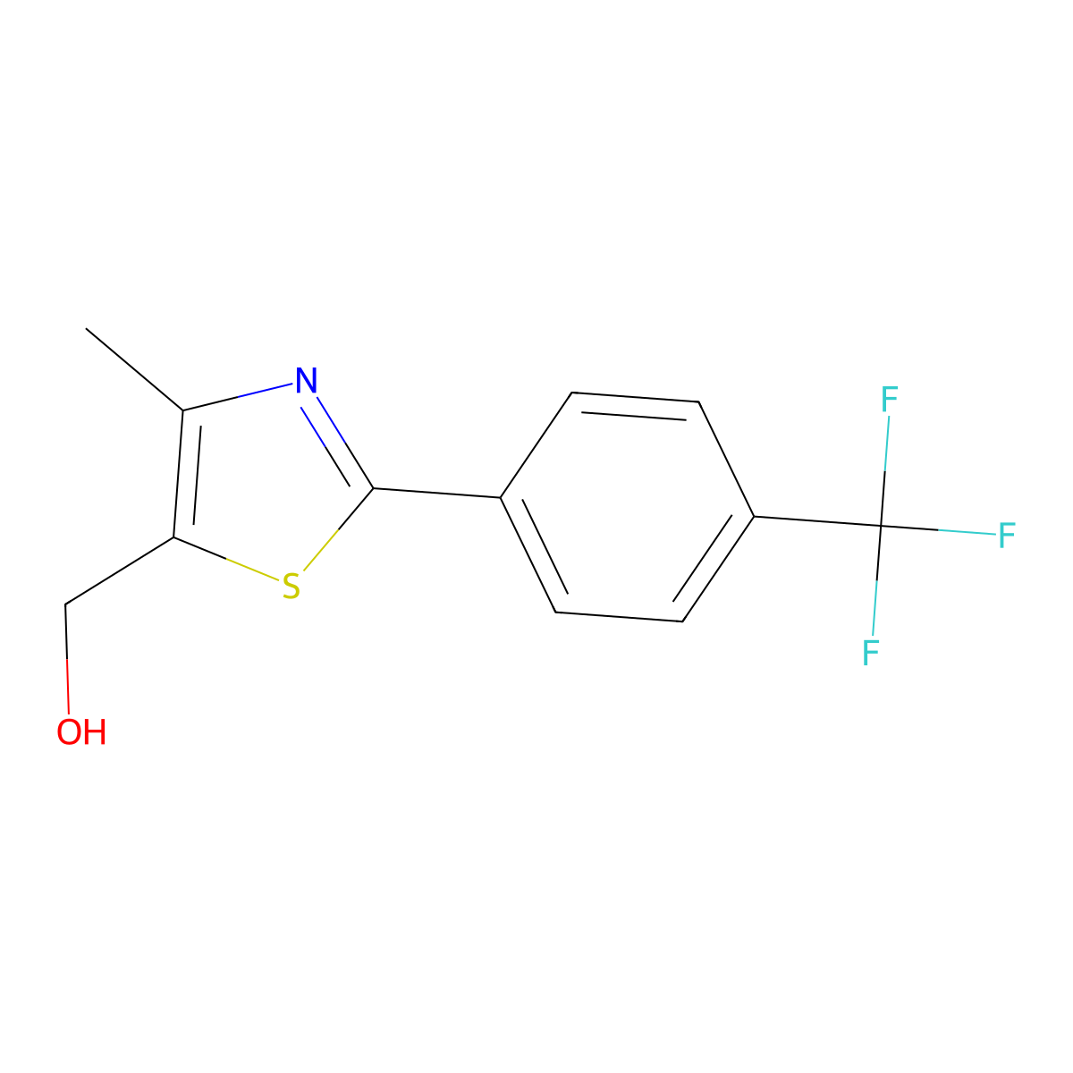 (4-Methyl-2-(4-(trifluoromethyl)phenyl)-1,3-thiazol-5-yl)methanol molecular structure, CAS 317318-96-0