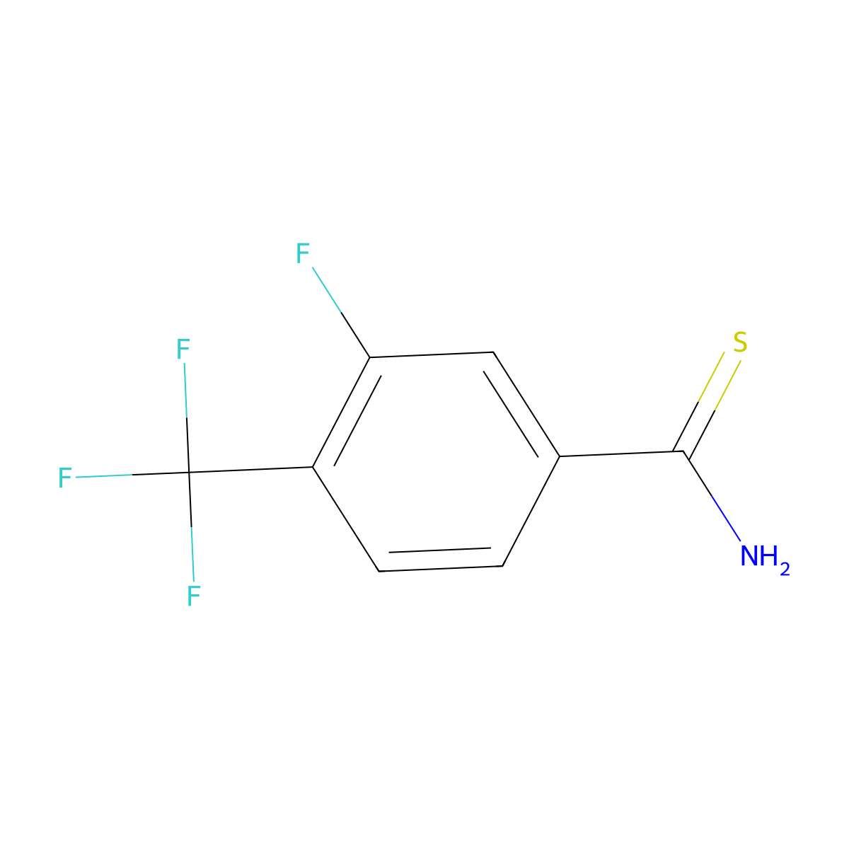 3-Fluoro-4-(trifluoromethyl)benzenecarbothioamide molecular structure, CAS 317319-16-7
