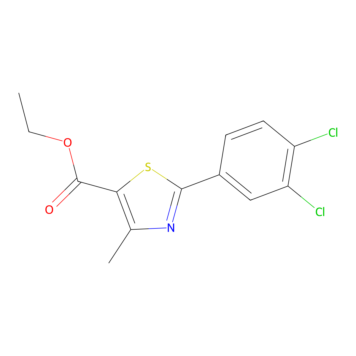 Ethyl 4-Methyl-2-(3,4-dichlorophenyl)thiazole-5-carboxylate molecular structure, CAS 317319-18-9