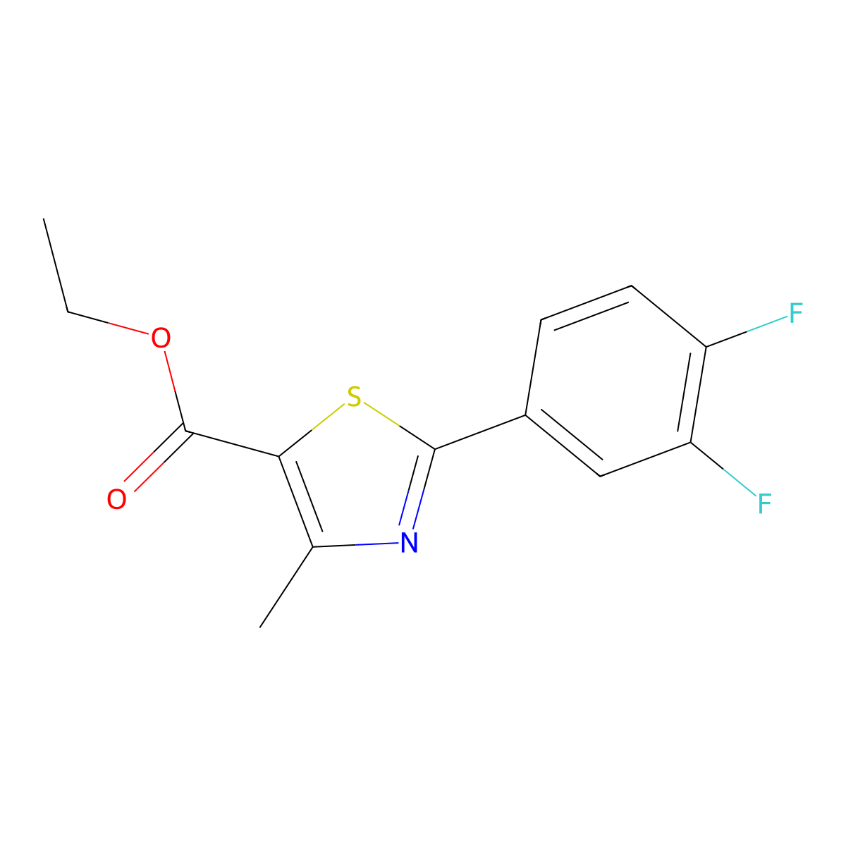 Ethyl 2-(3,4-difluorophenyl)-4-methylthiazole-5-carboxylate molecular structure, CAS 317319-19-0
