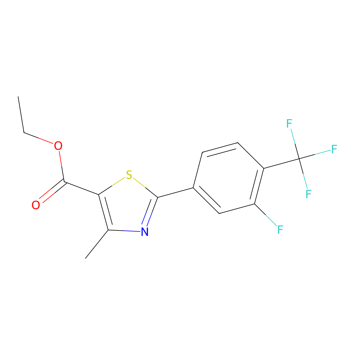 Ethyl 2-[3-fluoro-4-(trifluoromethyl)phenyl]-4-methyl-1,3-thiazole-5-carboxylate molecular structure, CAS 317319-21-4