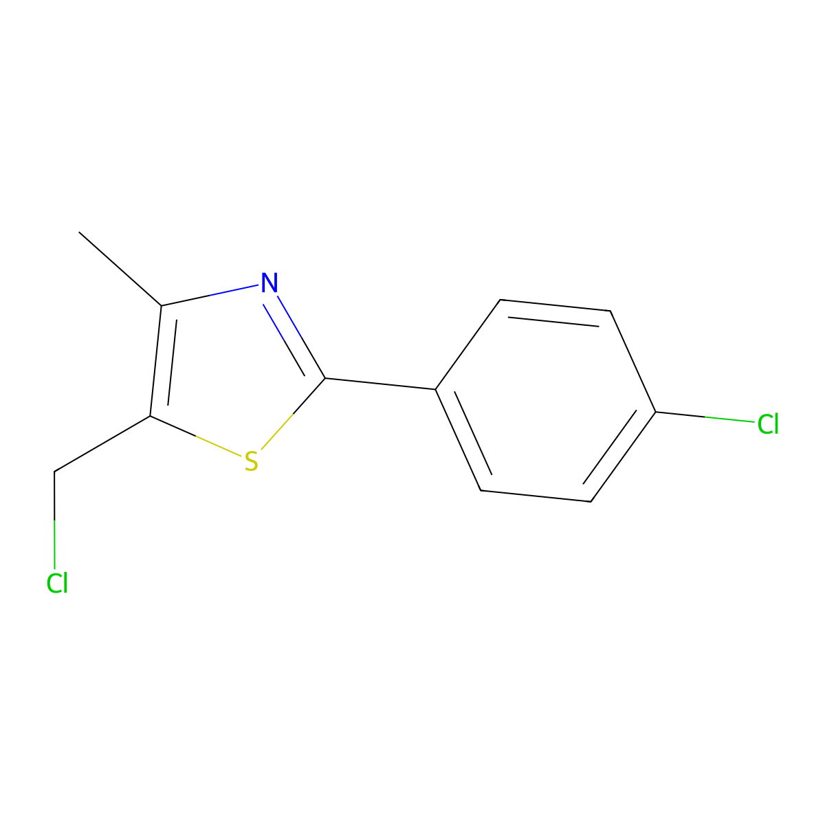 5-(Chloromethyl)-2-(4-chlorophenyl)-4-methyl-1,3-thiazole molecular structure, CAS 317319-28-1