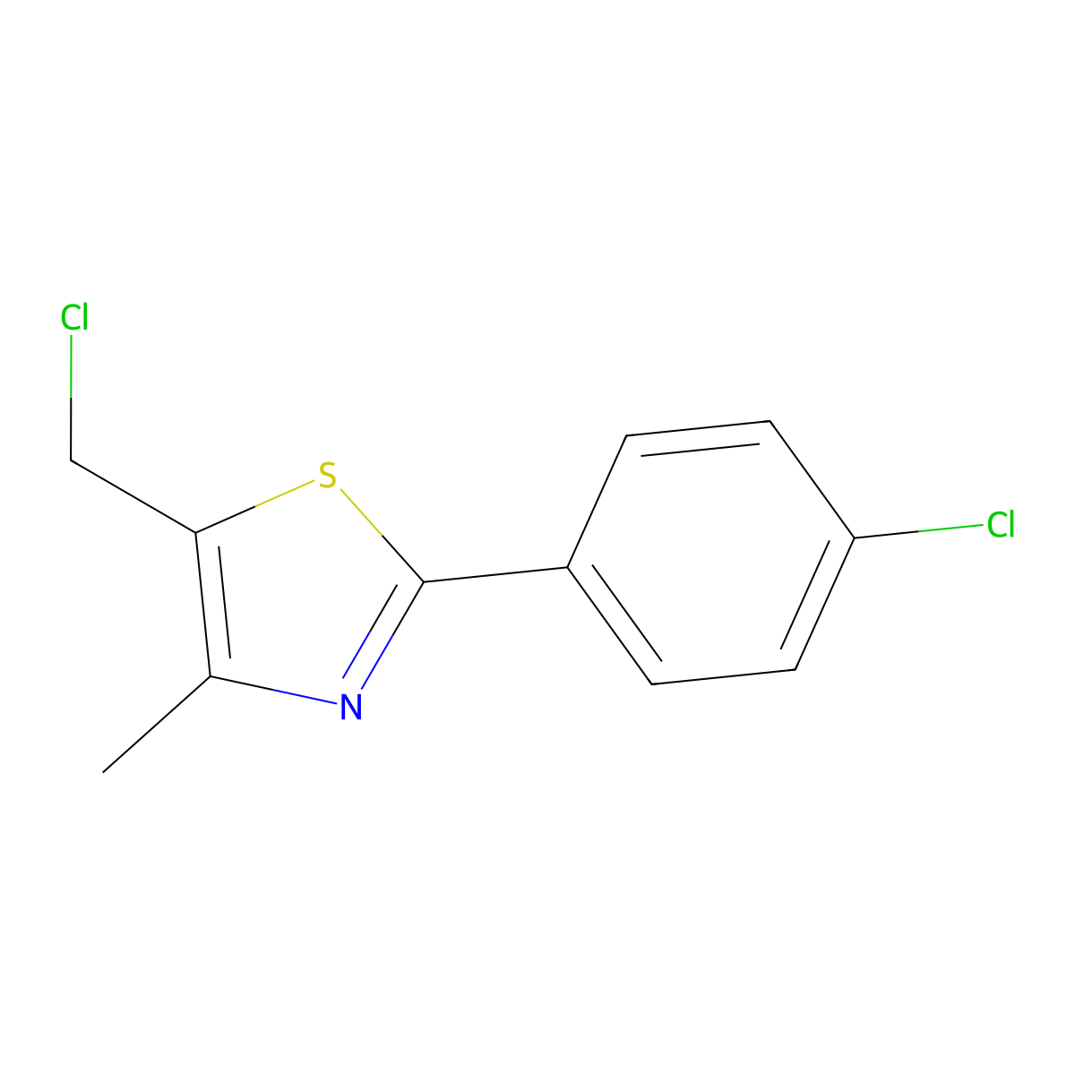 5-(Chloromethyl)-2-(4-chlorophenyl)-4-methyl-1,3-thiazole molecular structure, CAS 317319-28-1