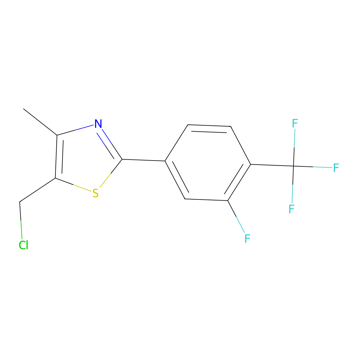 5-(Chloromethyl)-2-[3-fluoro-4-(trifluoromethyl)phenyl]-4-methyl-1,3-thiazole molecular structure, CAS 317319-33-8