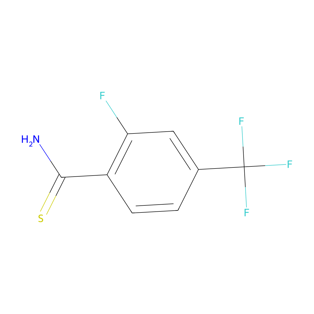 2-Fluoro-4-(trifluoromethyl)thiobenzamide molecular structure, CAS 317319-34-9