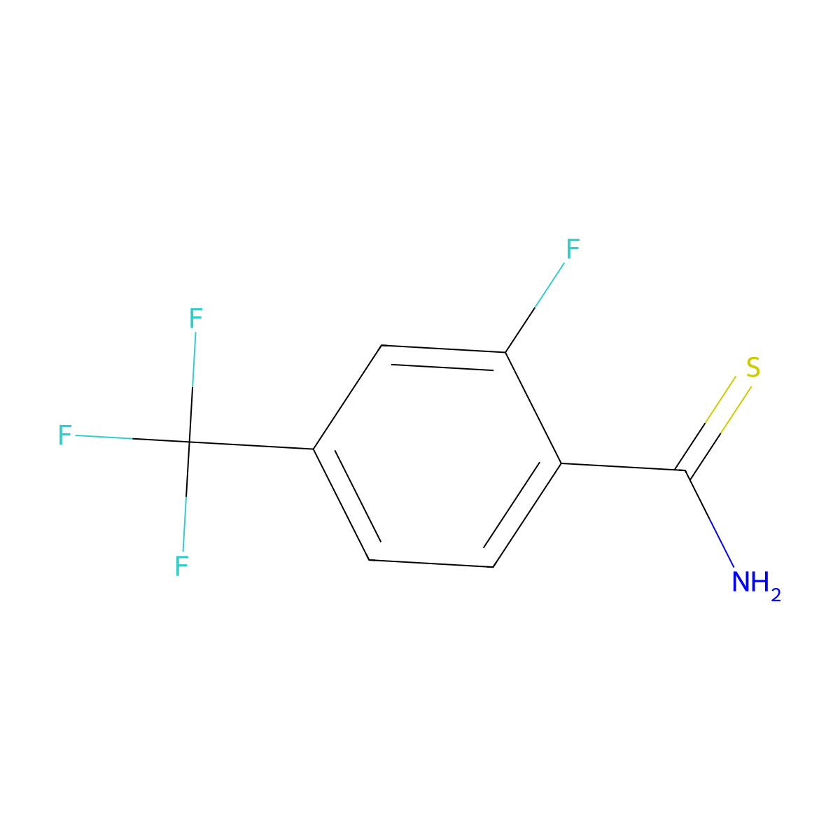 2-Fluoro-4-(trifluoromethyl)thiobenzamide molecular structure, CAS 317319-34-9