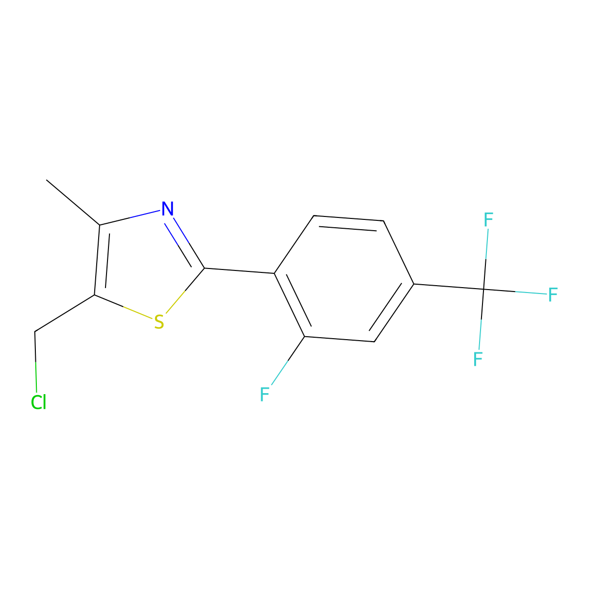 5-(Chloromethyl)-2-[2-fluoro-4-(trifluoromethyl)phenyl]-4-methyl-1,3-thiazole molecular structure, CAS 317319-37-2