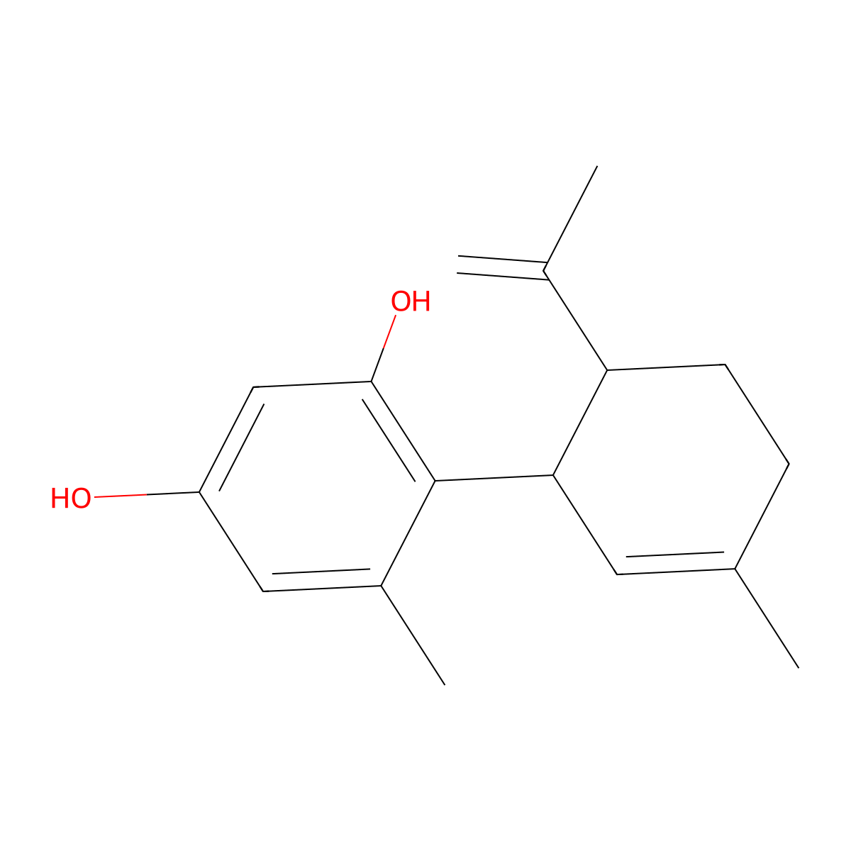 5-Methyl-4-((1R,6R)-3-methyl-6-(1-methylethenyl)-2-cyclohexen-1-yl)-1,3-benzenediol molecular structure, CAS 317321-41-8