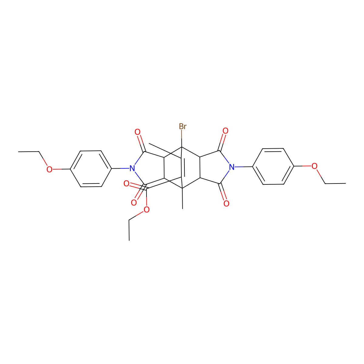 Ethyl 4-bromo-2,6-bis(4-ethoxyphenyl)-8,10-dimethyl-1,3,5,7-tetraoxododecahydro-4,8-ethenopyrrolo[3,4-f]isoindole-9-carboxylate molecular structure, CAS 317321-62-3