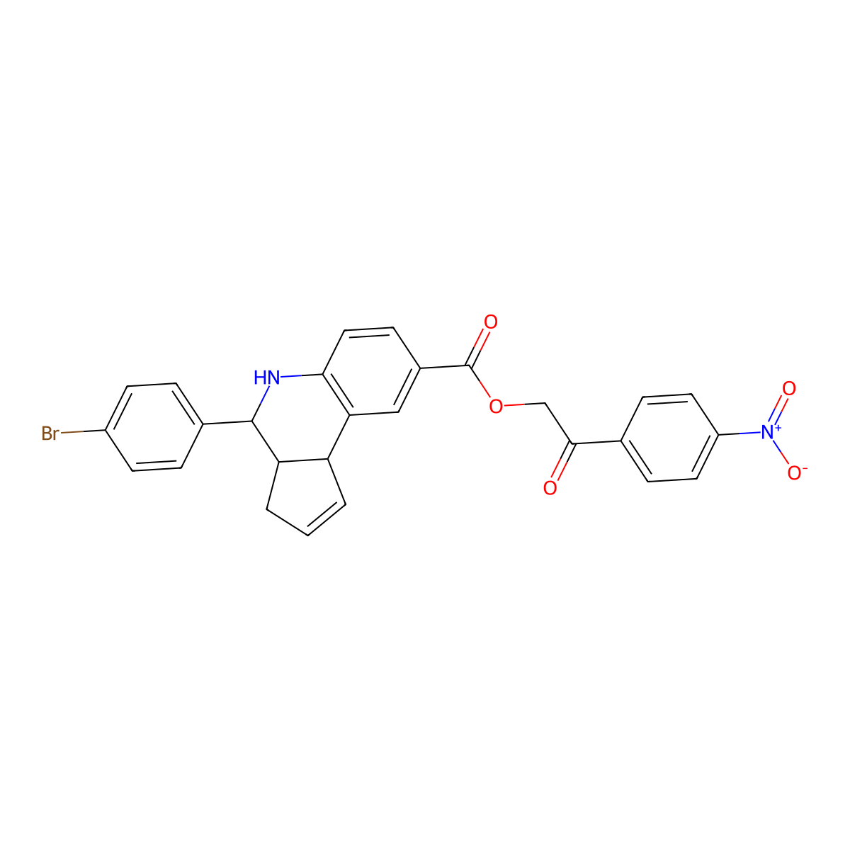 2-{4-nitrophenyl}-2-oxoethyl 4-(4-bromophenyl)-3a,4,5,9b-tetrahydro-3H-cyclopenta[c]quinoline-8-carboxylate molecular structure, CAS 317321-82-7