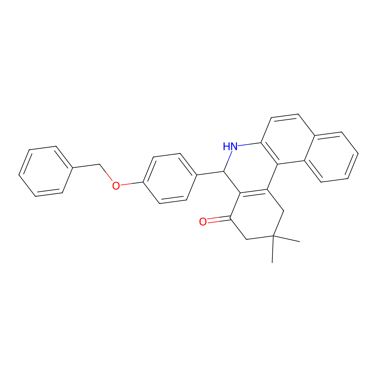 2,2-Dimethyl-5-(4-phenylmethoxyphenyl)-1,3,5,6-tetrahydrobenzo[a]phenanthridin-4-one molecular structure, CAS 317323-95-8