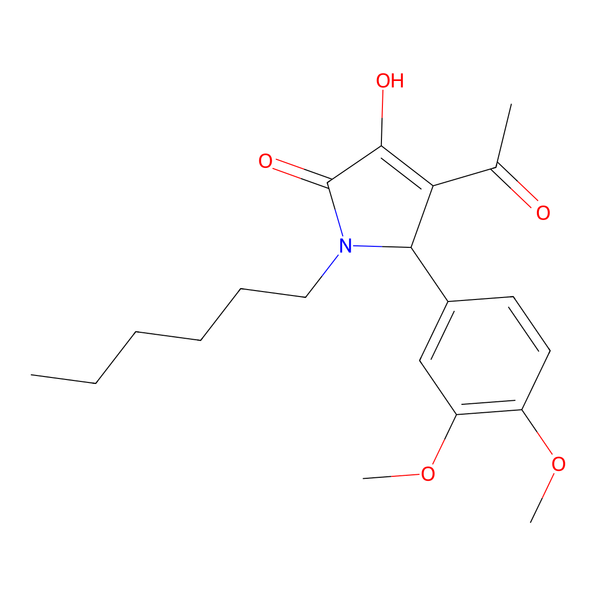3-acetyl-2-(3,4-dimethoxyphenyl)-1-hexyl-4-hydroxy-2H-pyrrol-5-one molecular structure, CAS 317324-17-7