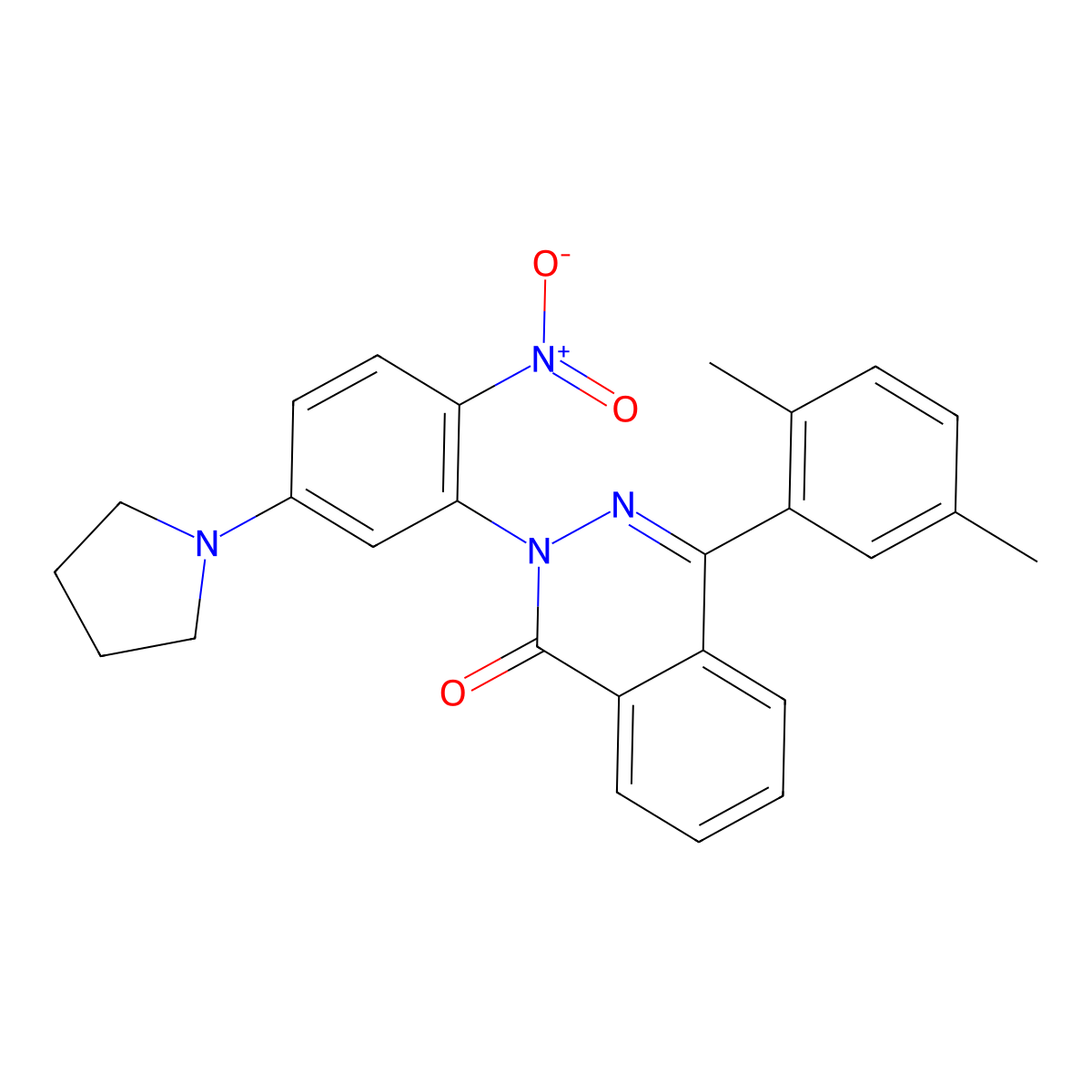 4-(2,5-Dimethylphenyl)-2-(2-nitro-5-pyrrolidin-1-ylphenyl)phthalazin-1-one molecular structure, CAS 317324-50-8