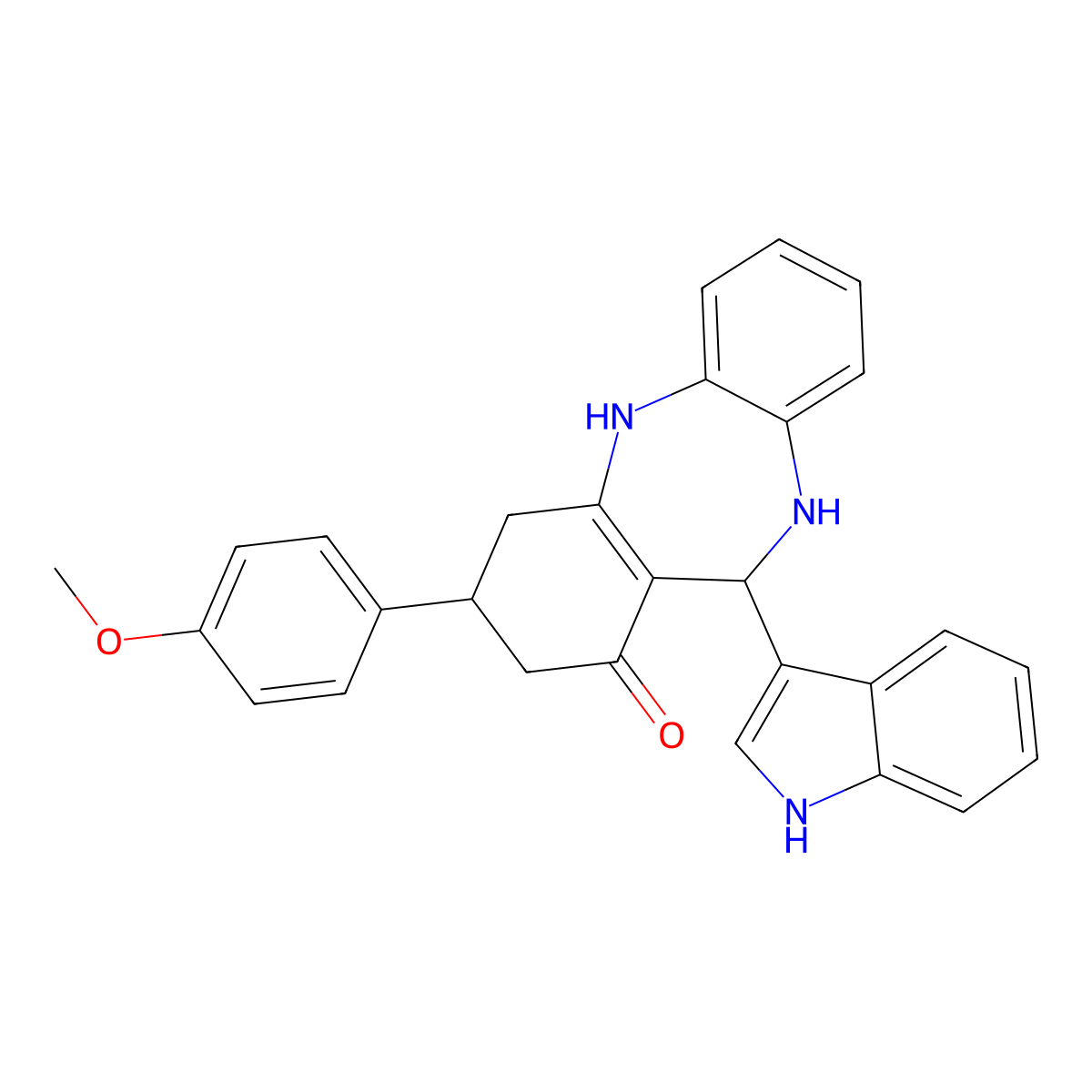 6-(1H-indol-3-yl)-9-(4-methoxyphenyl)-5,6,8,9,10,11-hexahydrobenzo[b][1,4]benzodiazepin-7-one molecular structure, CAS 317324-59-7