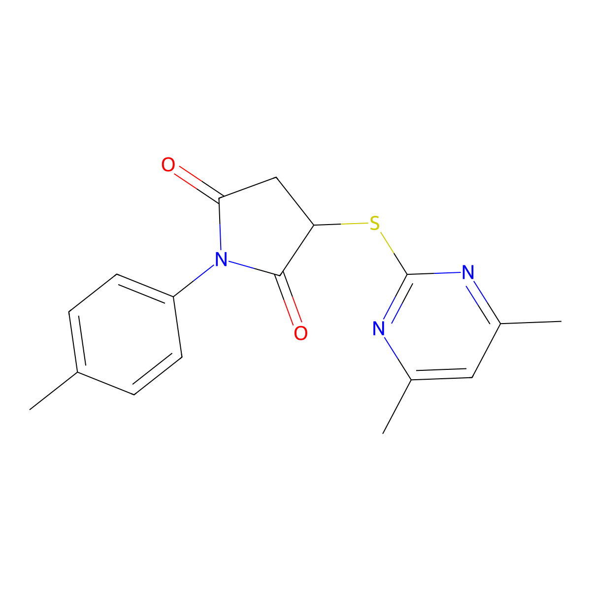 3-[(4,6-Dimethylpyrimidin-2-yl)sulfanyl]-1-(4-methylphenyl)pyrrolidine-2,5-dione molecular structure, CAS 317324-82-6