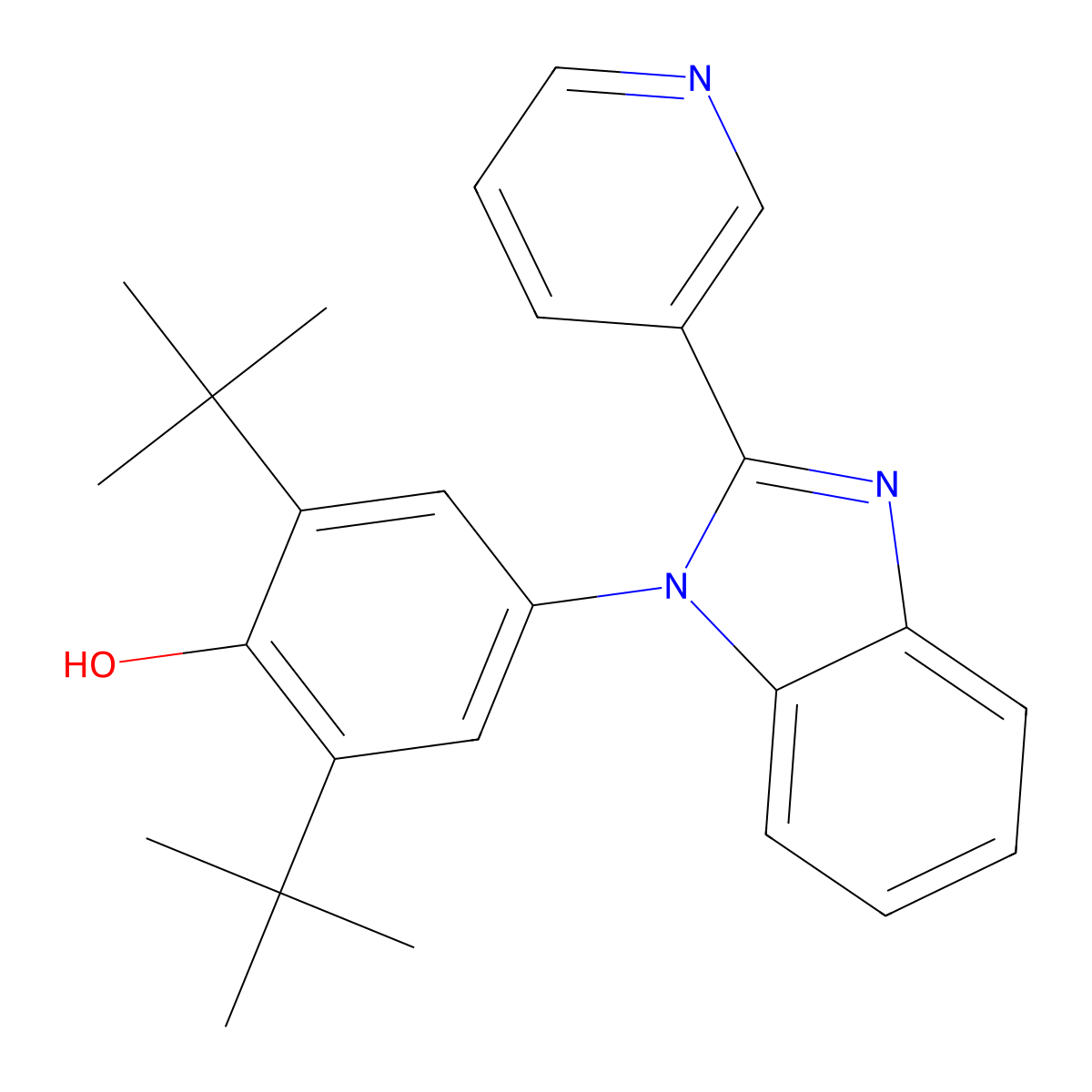 2,6-Ditert-butyl-4-(2-pyridin-3-ylbenzimidazol-1-yl)phenol molecular structure, CAS 317324-95-1