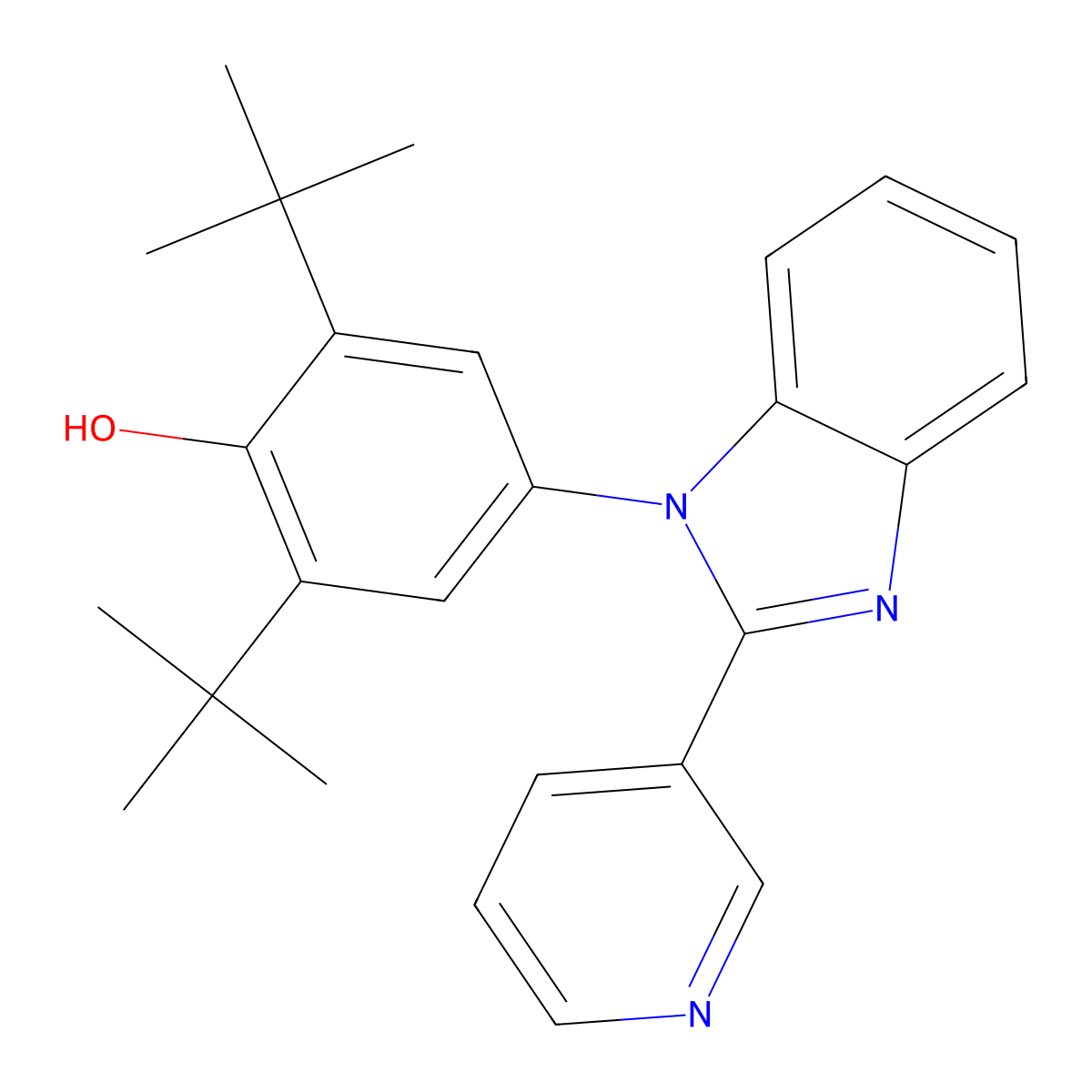 2,6-Ditert-butyl-4-(2-pyridin-3-ylbenzimidazol-1-yl)phenol molecular structure, CAS 317324-95-1