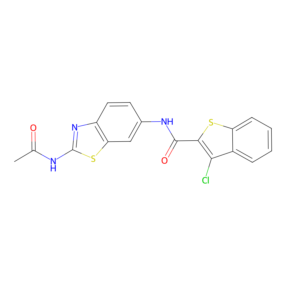 N-(2-acetamido-1,3-benzothiazol-6-yl)-3-chloro-1-benzothiophene-2-carboxamide molecular structure, CAS 317325-15-8
