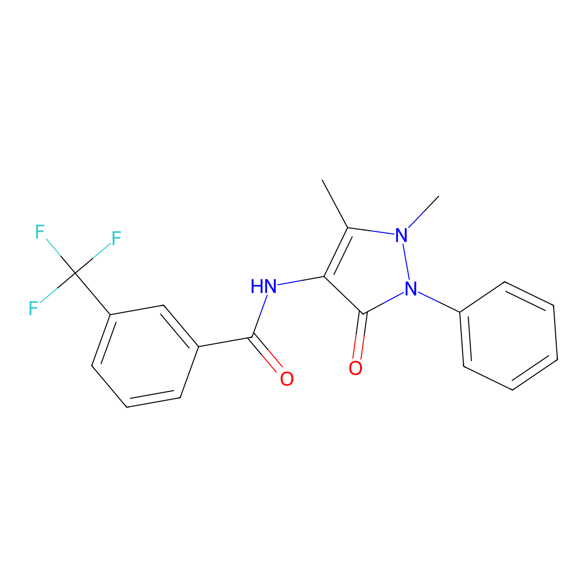 N-(1,5-dimethyl-3-oxo-2-phenyl-2,3-dihydro-1H-pyrazol-4-yl)-3-(trifluoromethyl)benzamide molecular structure, CAS 317325-18-1