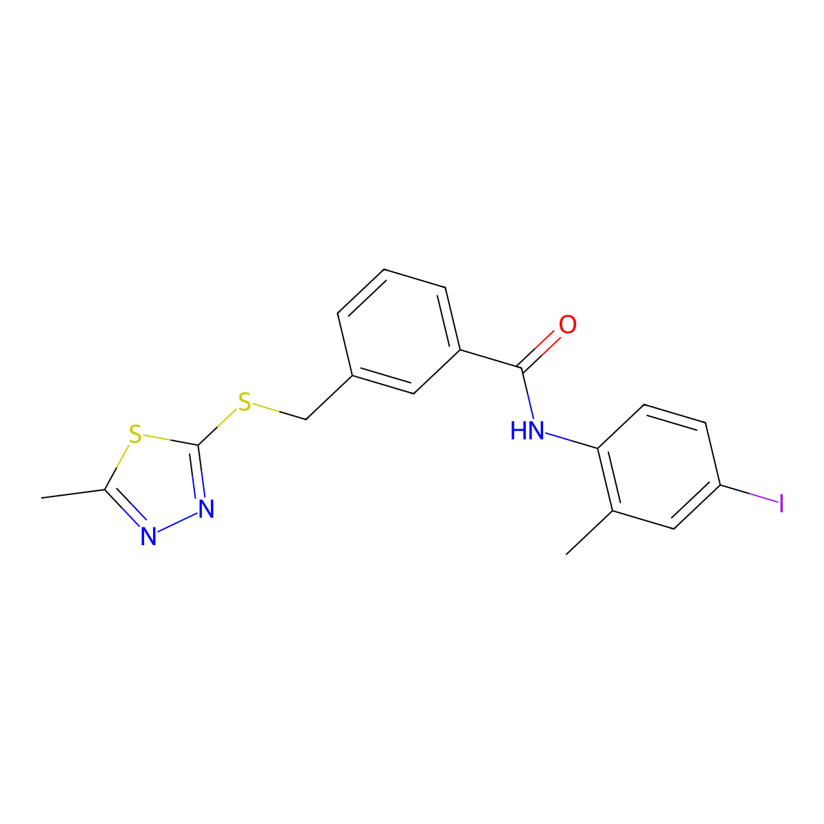 N-(4-iodo-2-methylphenyl)-3-[(5-methyl-1,3,4-thiadiazol-2-yl)sulfanylmethyl]benzamide molecular structure, CAS 317325-27-2