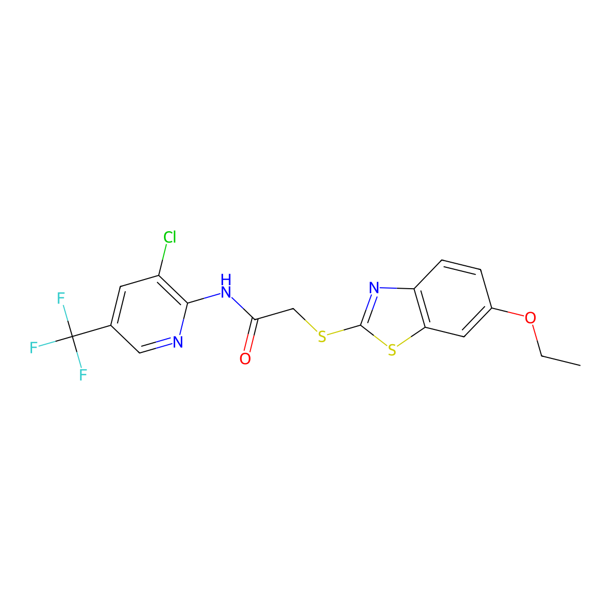 N-[3-chloro-5-(trifluoromethyl)pyridin-2-yl]-2-[(6-ethoxy-1,3-benzothiazol-2-yl)sulfanyl]acetamide molecular structure, CAS 317325-34-1