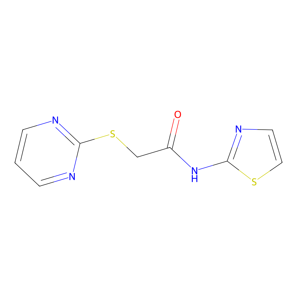 2-pyrimidin-2-ylsulfanyl-N-(1,3-thiazol-2-yl)acetamide molecular structure, CAS 317325-60-3