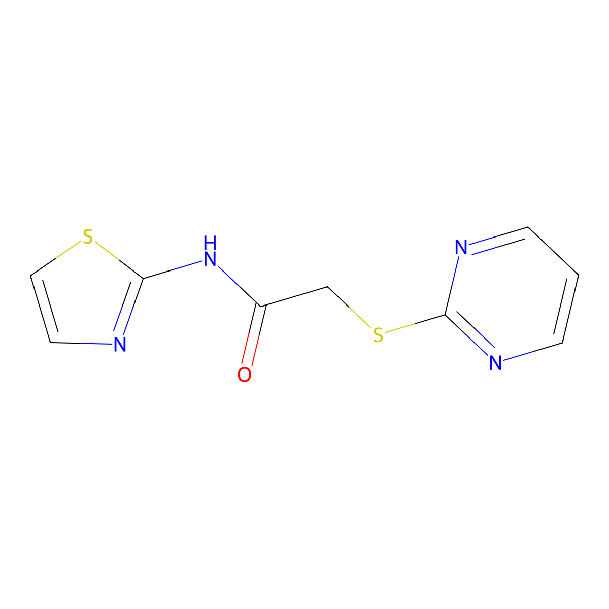 2-pyrimidin-2-ylsulfanyl-N-(1,3-thiazol-2-yl)acetamide molecular structure, CAS 317325-60-3