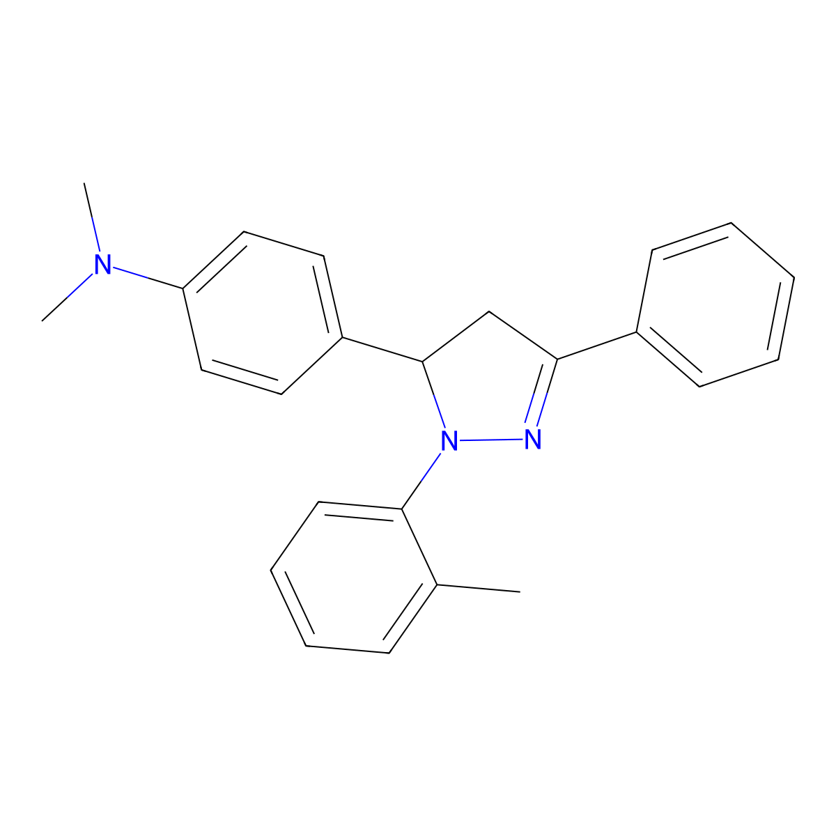 N,N-dimethyl-4-[1-(2-methylphenyl)-3-phenyl-4,5-dihydro-1H-pyrazol-5-yl]aniline molecular structure, CAS 317325-78-3