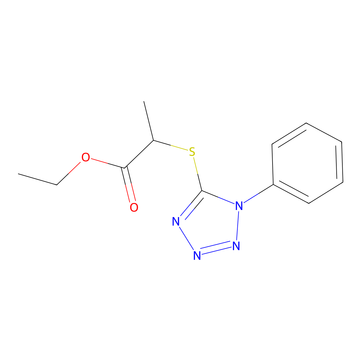 ethyl 2-[(1-phenyl-1H-1,2,3,4-tetrazol-5-yl)sulfanyl]propanoate molecular structure, CAS 317326-34-4