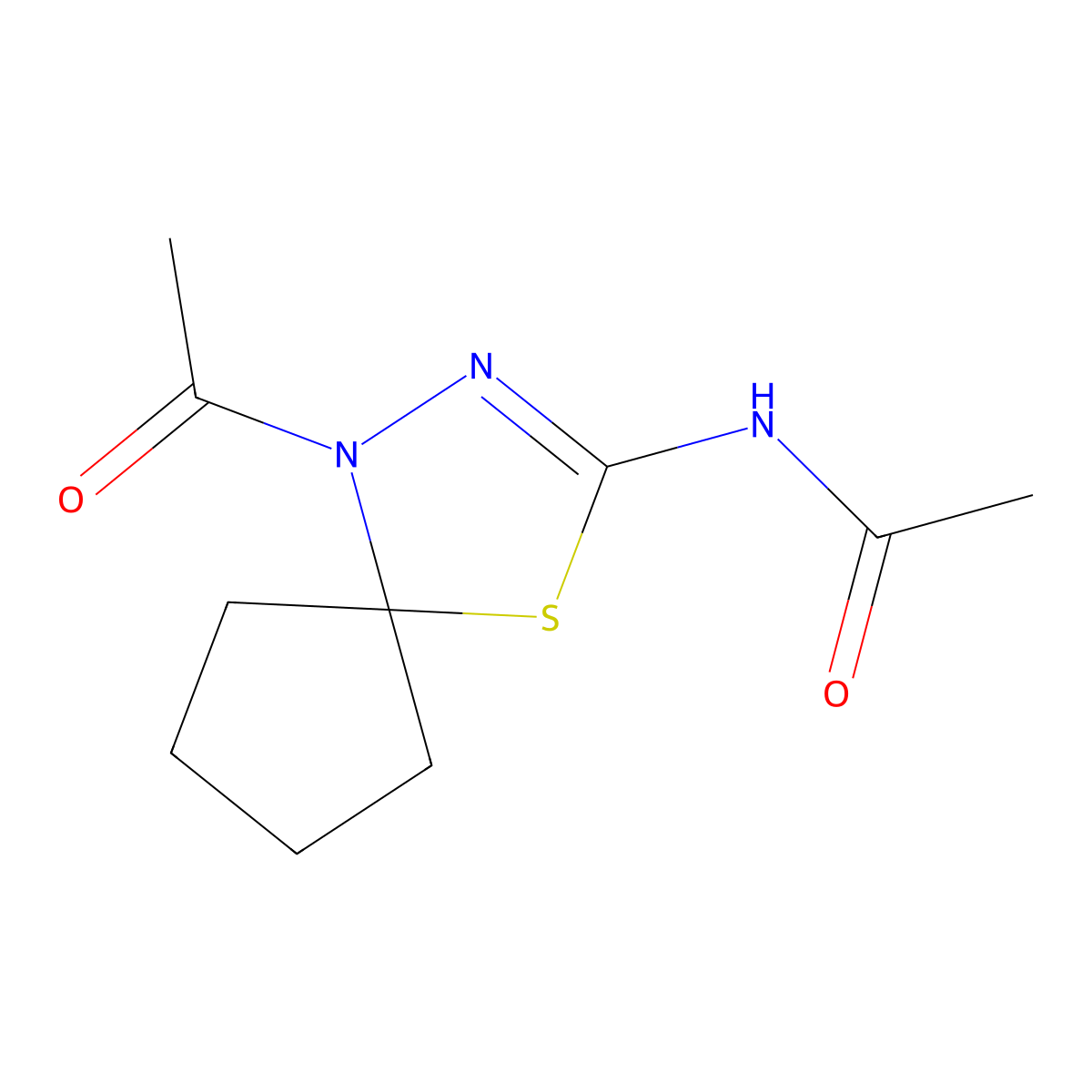 N-[(3Z)-1-acetyl-4-thia-1,2-diazaspiro[4.4]non-3-ylidene]acetamide molecular structure, CAS 317326-65-1