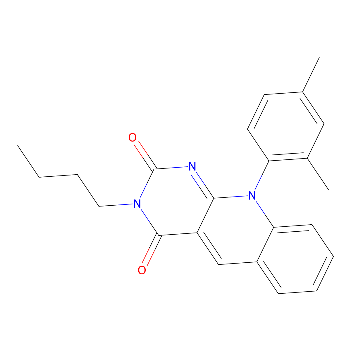 3-butyl-10-(2,4-dimethylphenyl)pyrimido[4,5-b]quinoline-2,4(3H,10H)-dione molecular structure, CAS 317326-94-6