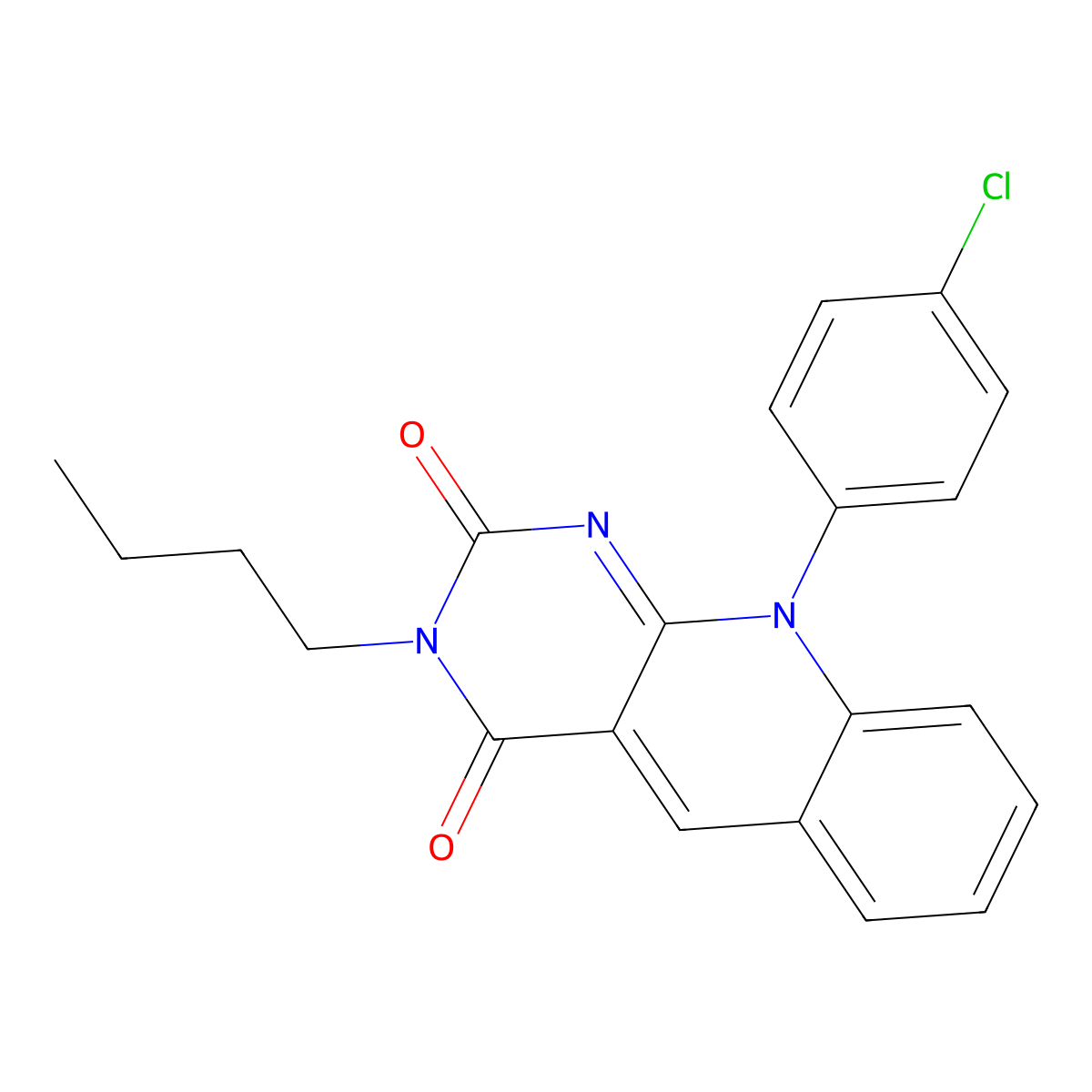 3-butyl-10-(4-chlorophenyl)pyrimido[4,5-b]quinoline-2,4(3H,10H)-dione molecular structure, CAS 317326-95-7