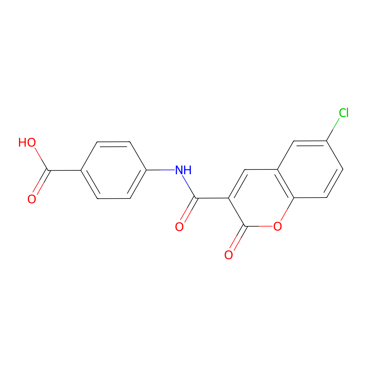 4-[(6-Chloro-2-oxochromene-3-carbonyl)amino]benzoic acid molecular structure, CAS 317327-26-7