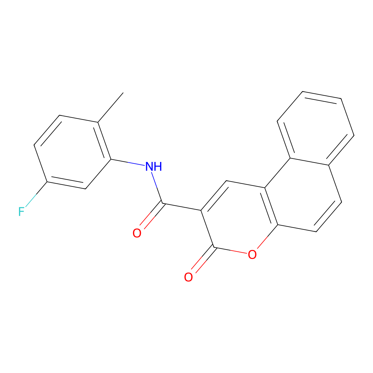 N-(5-fluoro-2-methylphenyl)-3-oxobenzo[f]chromene-2-carboxamide molecular structure, CAS 317327-27-8
