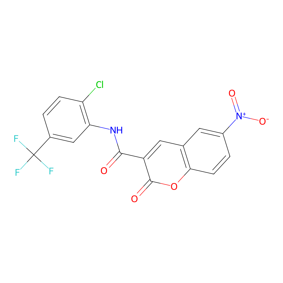 N-[2-chloro-5-(trifluoromethyl)phenyl]-6-nitro-2-oxochromene-3-carboxamide molecular structure, CAS 317327-60-9