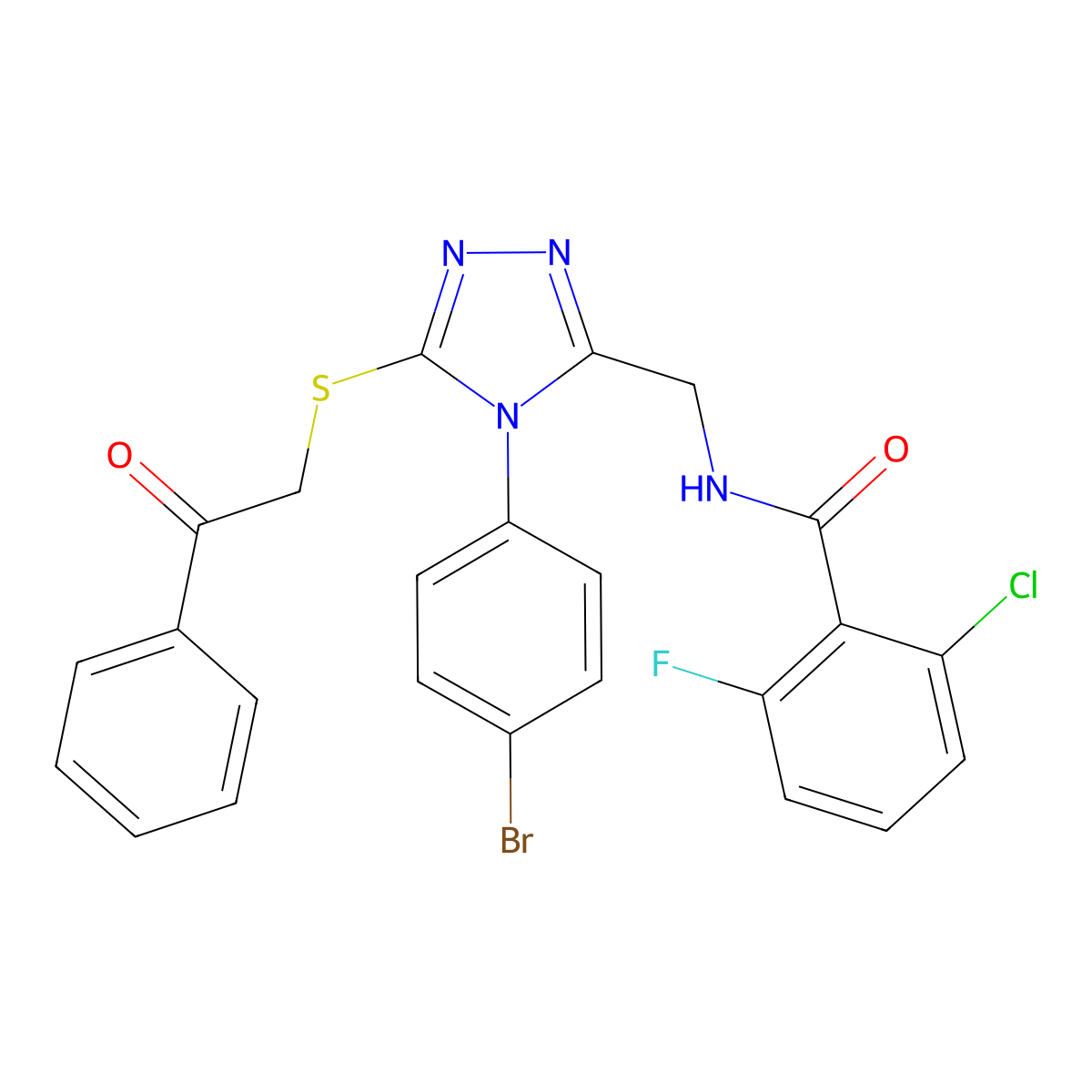 N-[[4-(4-bromophenyl)-5-phenacylsulfanyl-1,2,4-triazol-3-yl]methyl]-2-chloro-6-fluorobenzamide molecular structure, CAS 317328-38-4